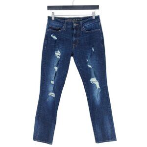 American Eagle Slim Straight Mens Size 28x30 Dark Wash Destroyed Extreme Flex